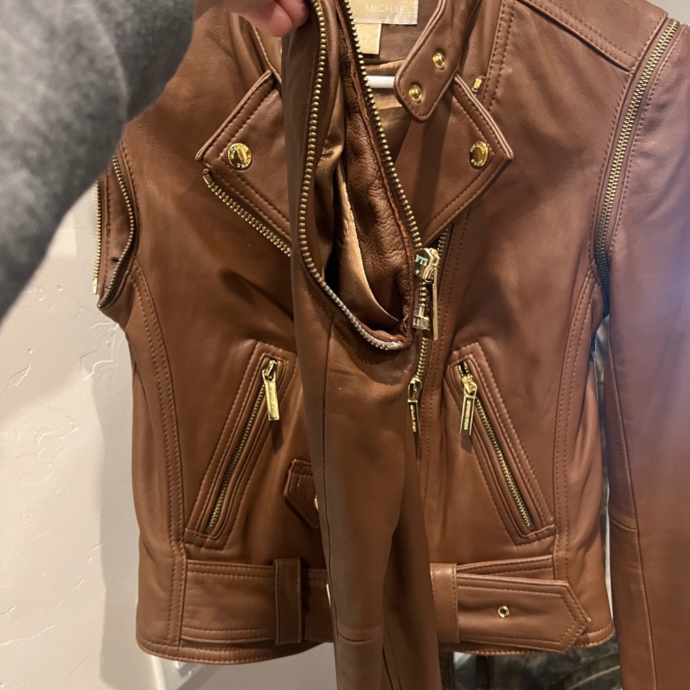 Michael Kors Brown Leather Jacket - Picture 5 of 7